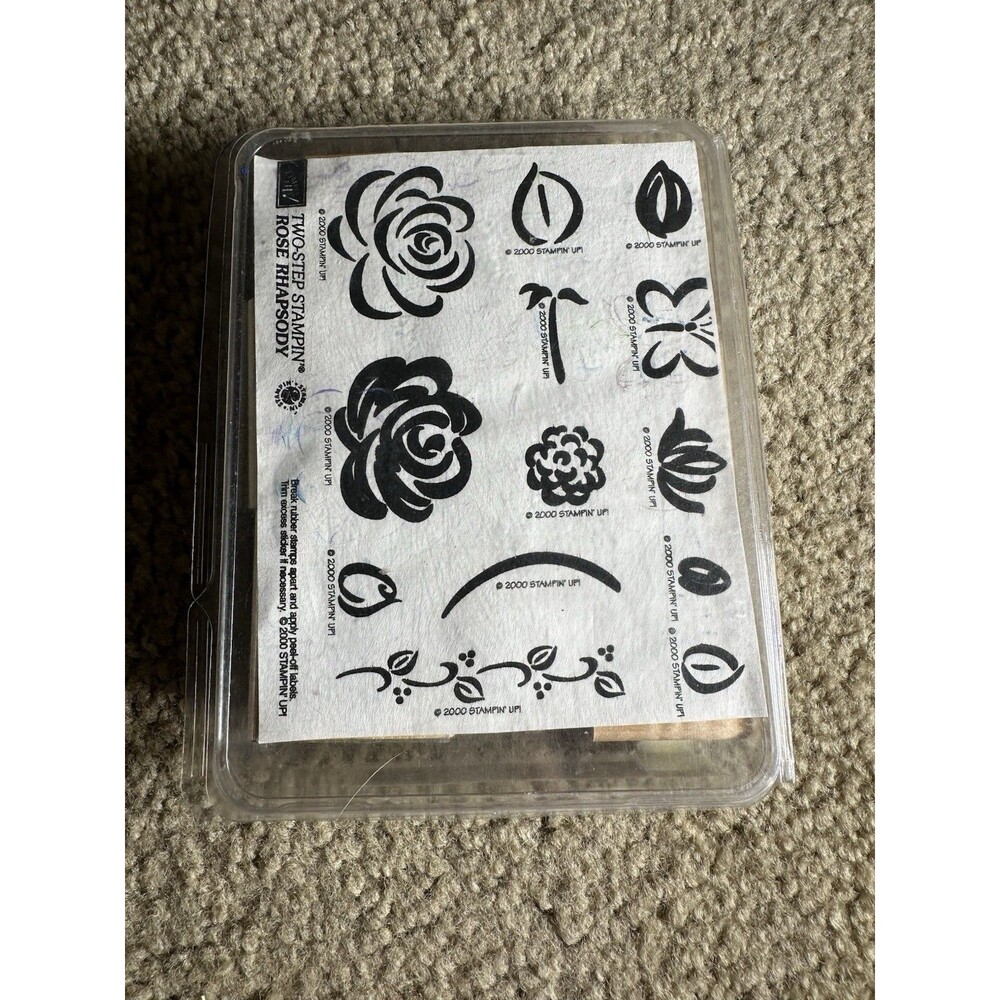 2000 Stampin Up Rose Rhapsody 13 Piece Wooden Rubber Stamp Set